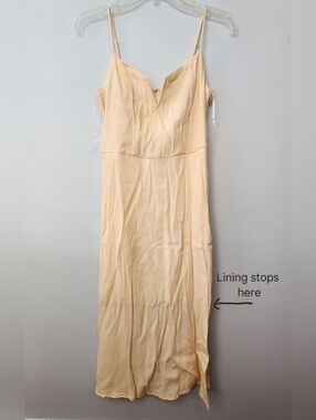 Cream Midi Slip Dress with Adjustable Spaghetti Straps